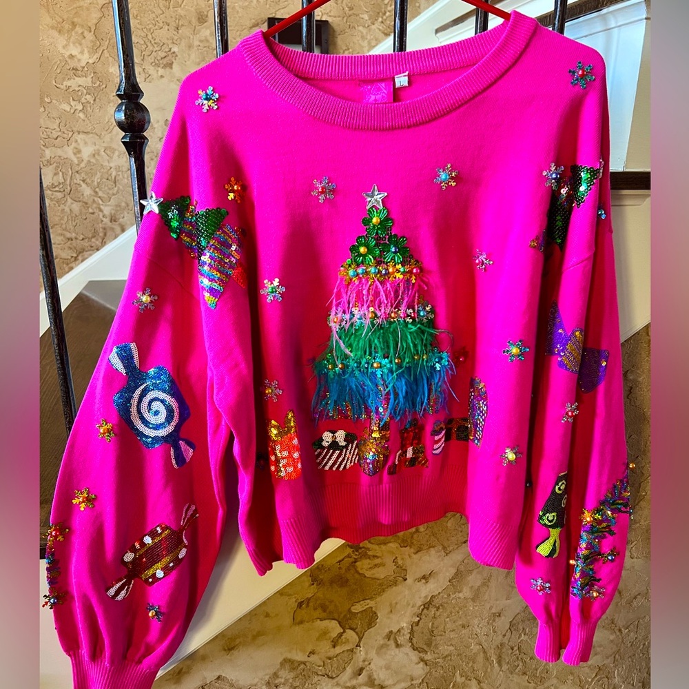 Queen of Sparkles Christmas tree sweater Large